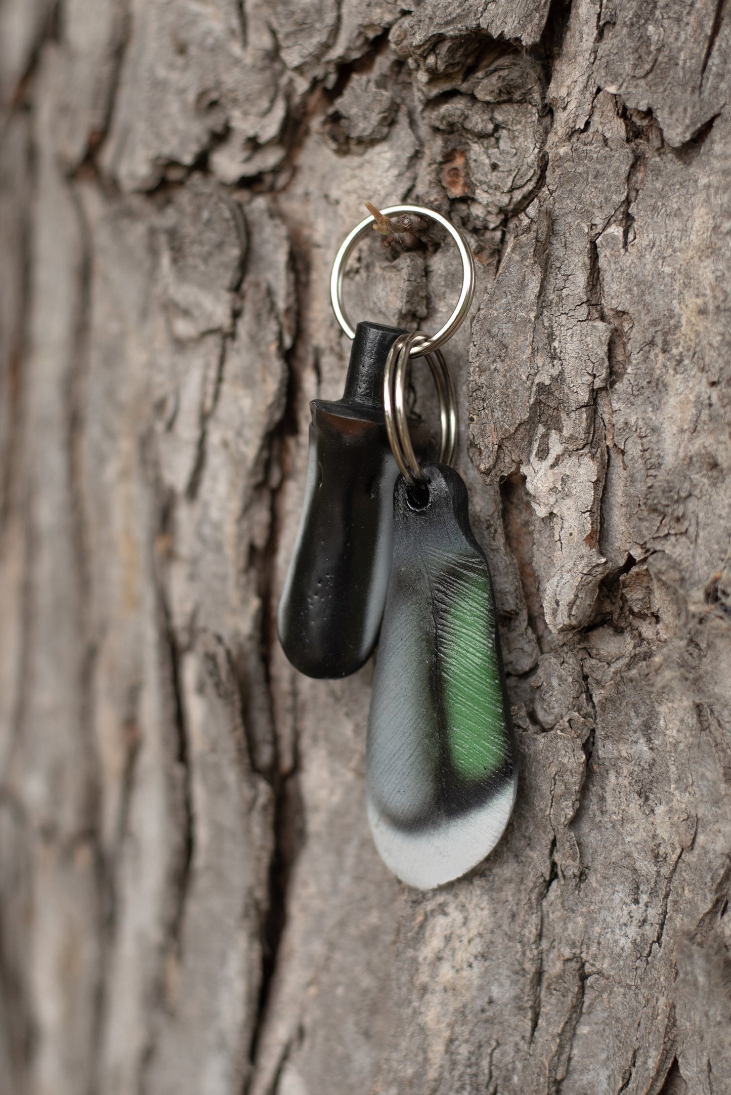 Pintail Bill + Speculum Feather Combo Keychain