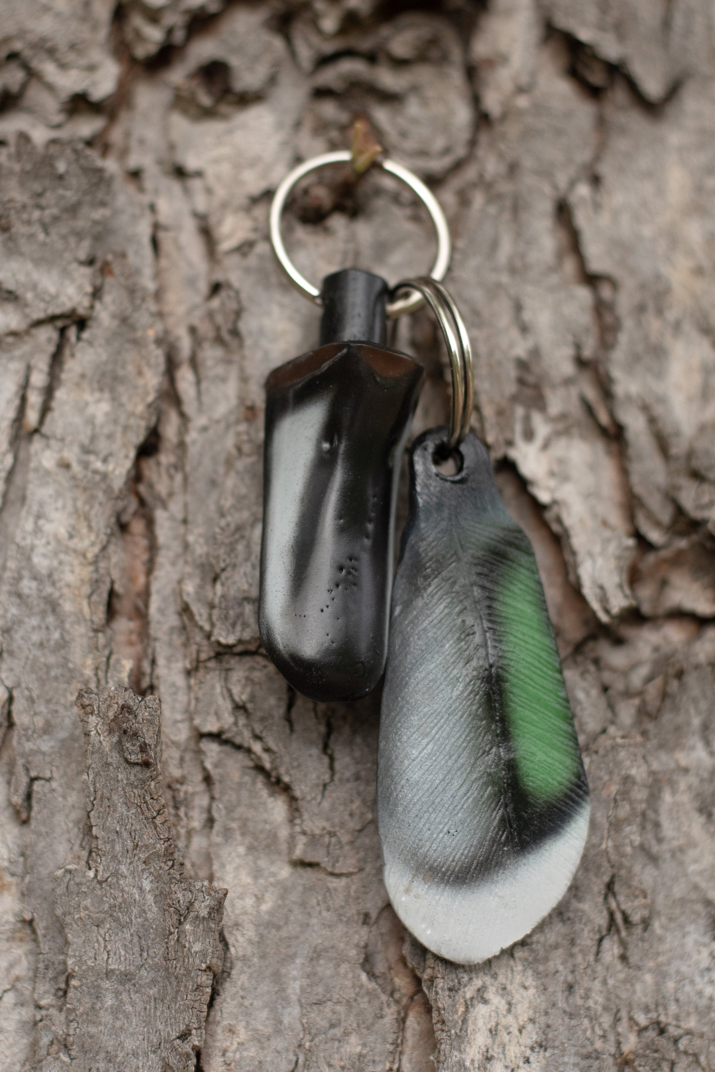 Pintail Bill + Speculum Feather Combo Keychain