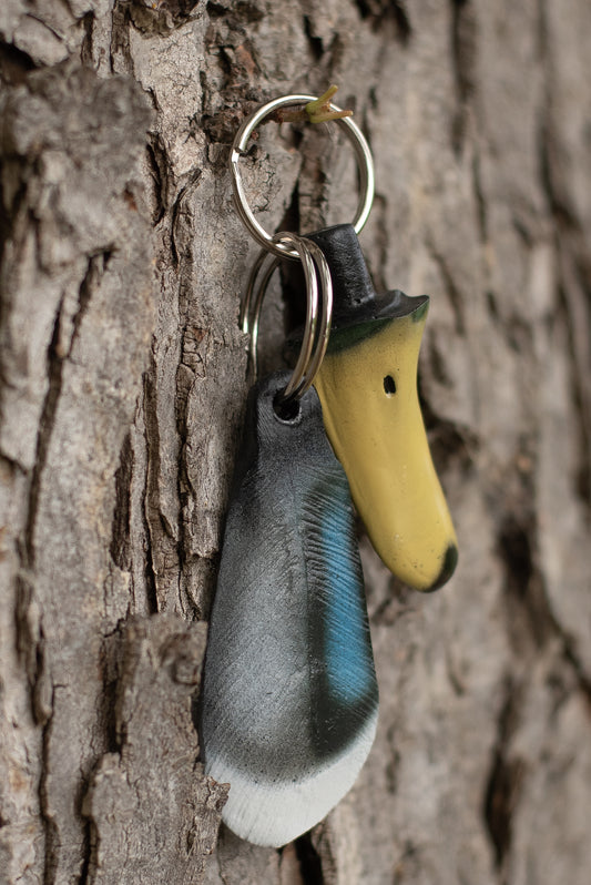 Mallard Bill + Speculum Feather Combo Keychain