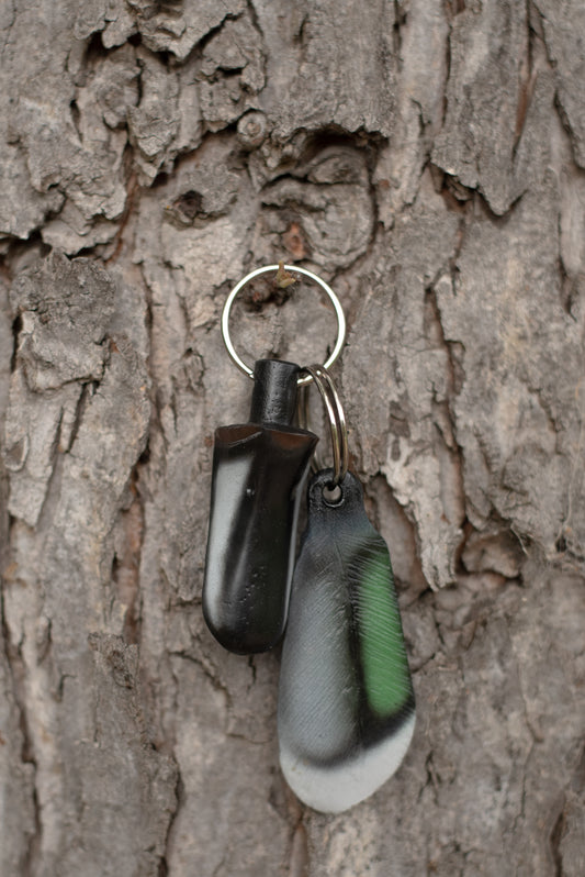 Pintail Bill + Speculum Feather Combo Keychain
