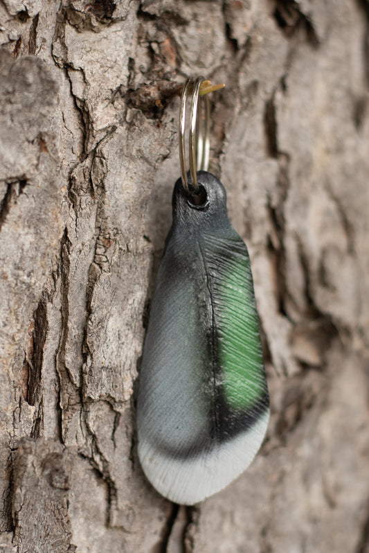 Pintail Speculum Feather Keychain